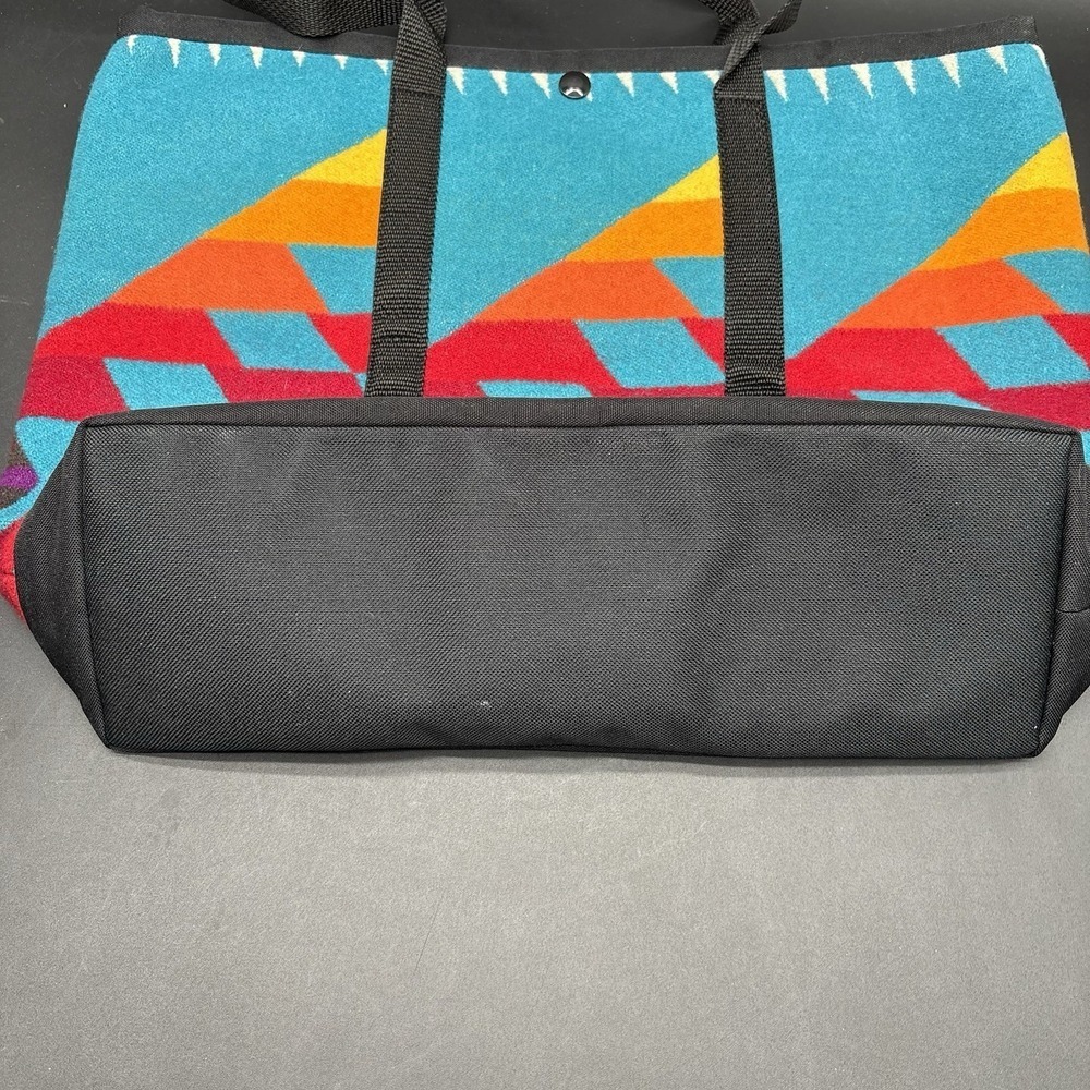 Justin Kraff Southwestern Wool Tote Bag Turquoise Red Aztec Pattern Made USA - Picture 5 of 14